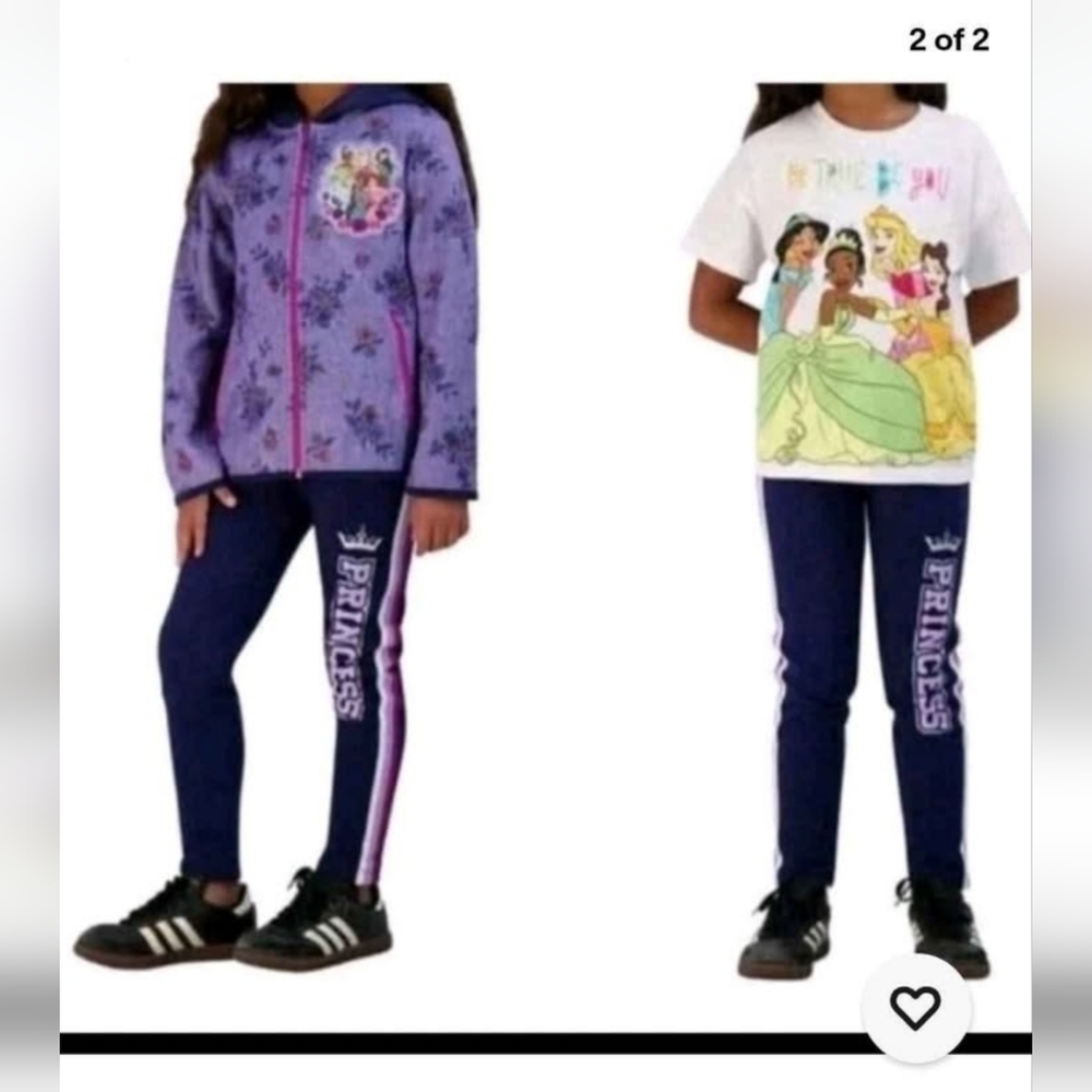 Disney Princess 3 Pcs Set Girls Size 6 Y Shirt, Pants And Hoodie Nwt